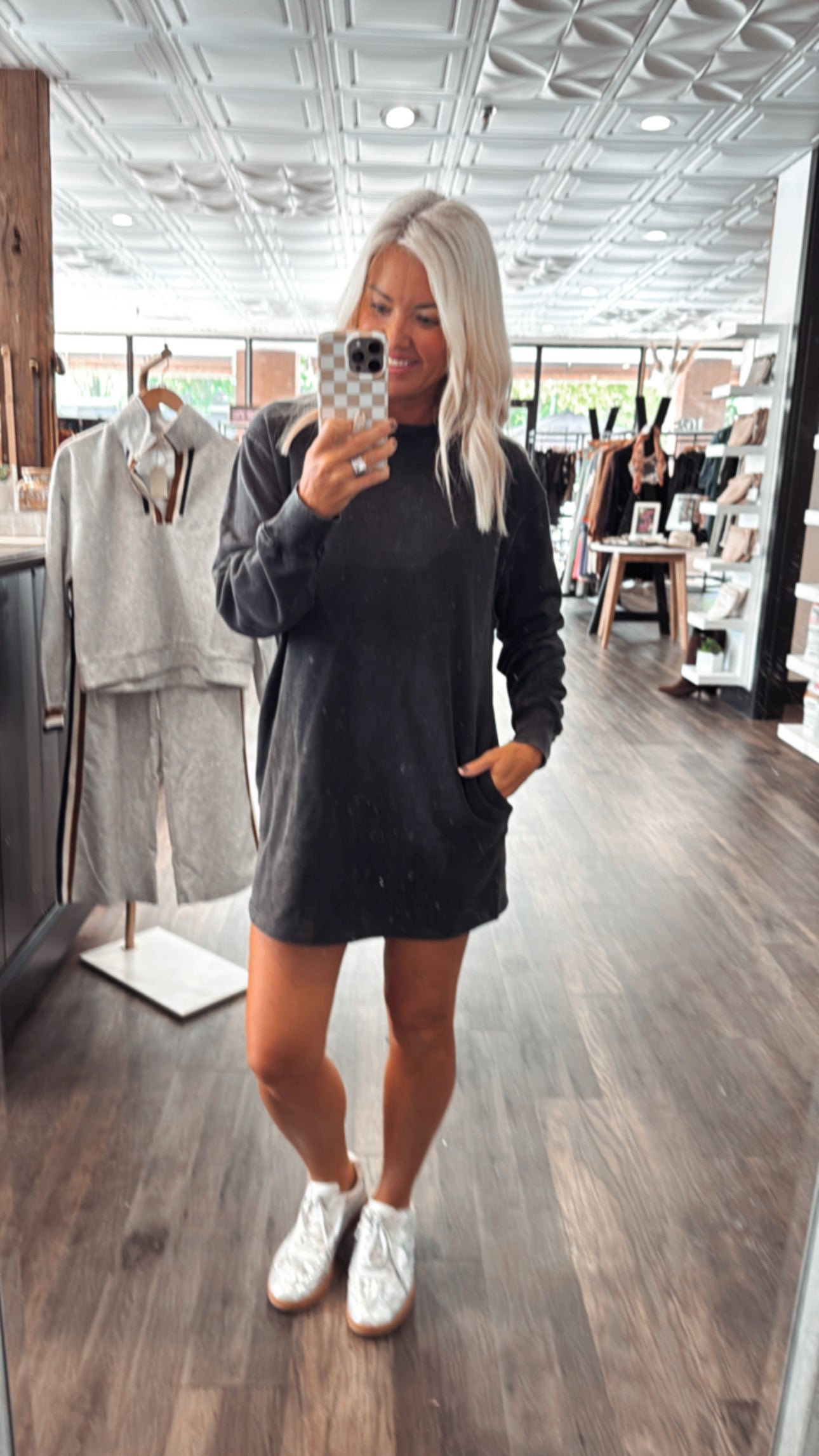 Mineral Washed Oversize Sweatshirt Dress