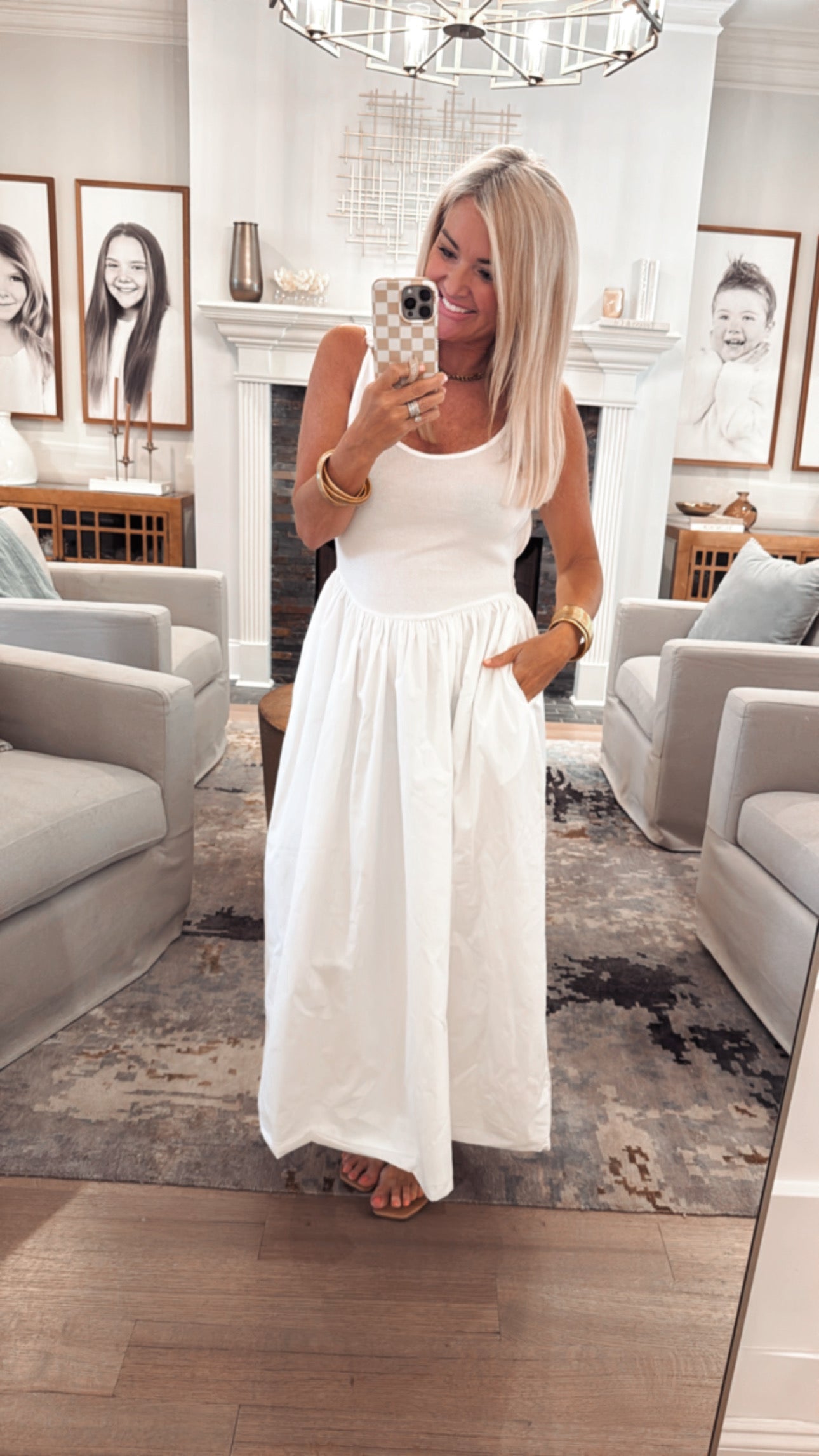 Drop Waist Poplin Cami Midi Dress