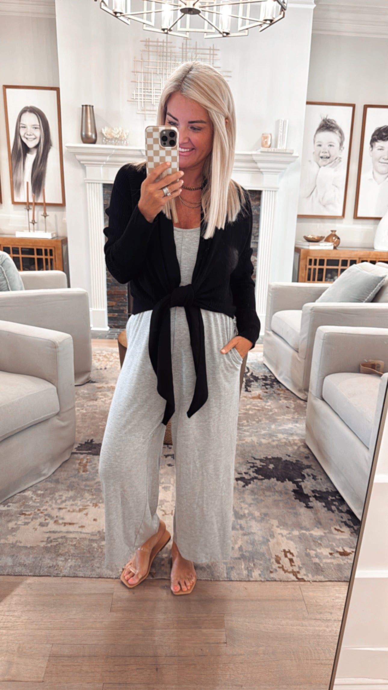 Waffle Tie Front Cardigan