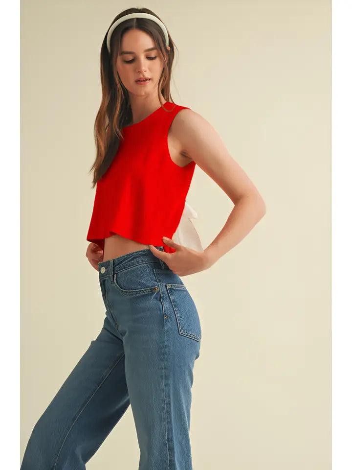 Back Bow Tie Sleeveless Top