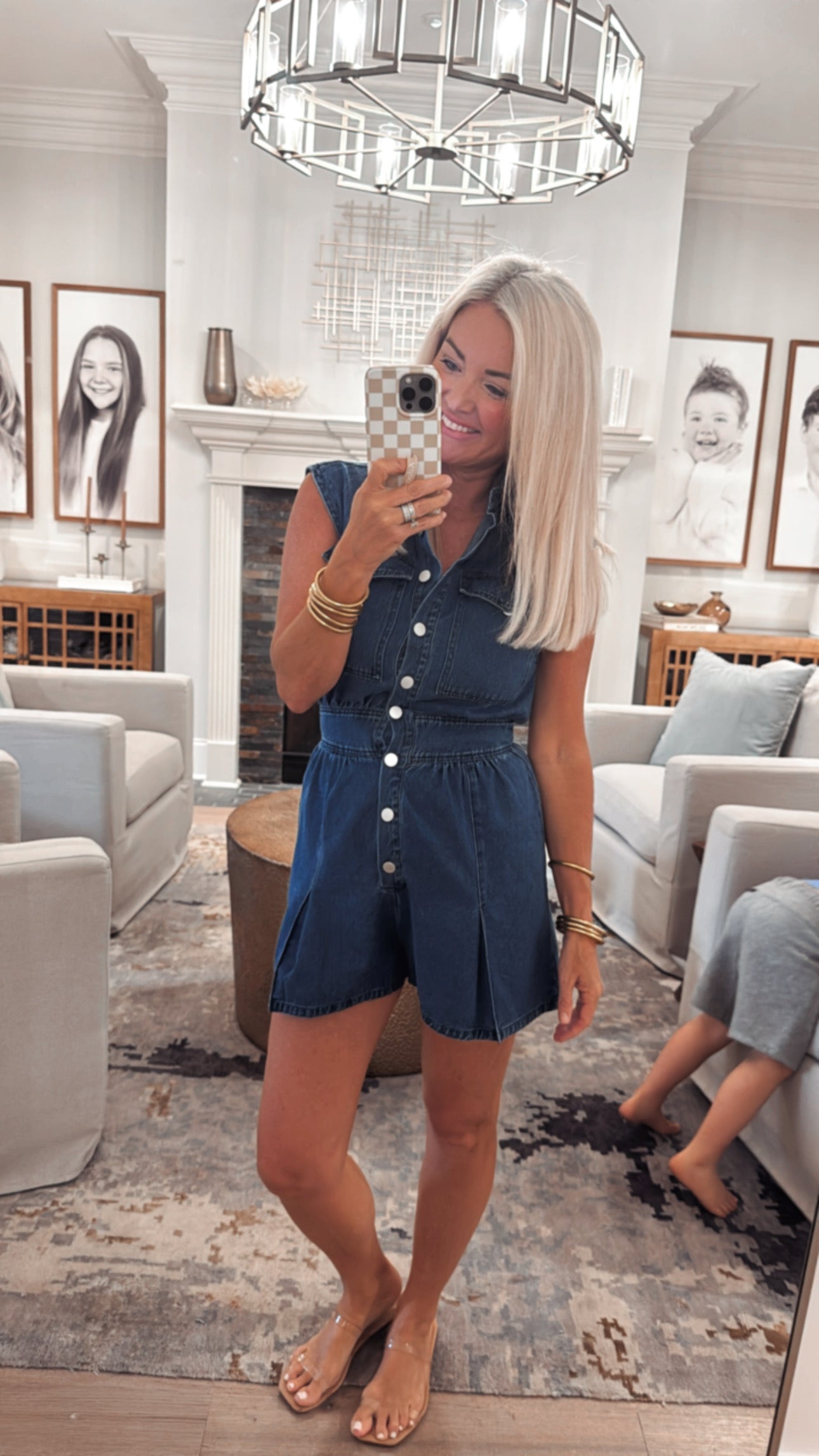Button Down Denim Romper