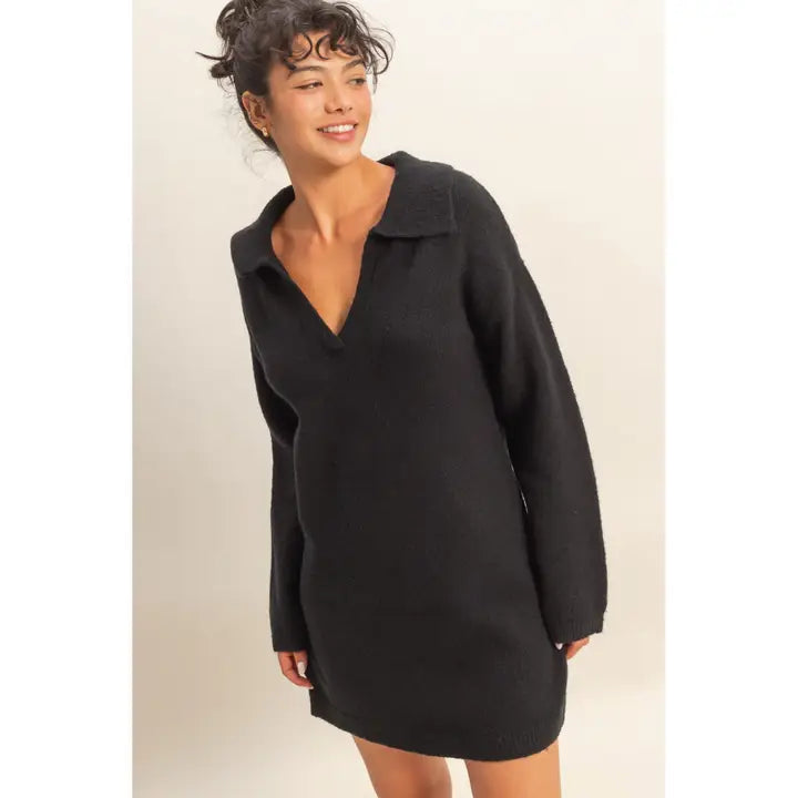 Sophisticated Polo Sweater Dress