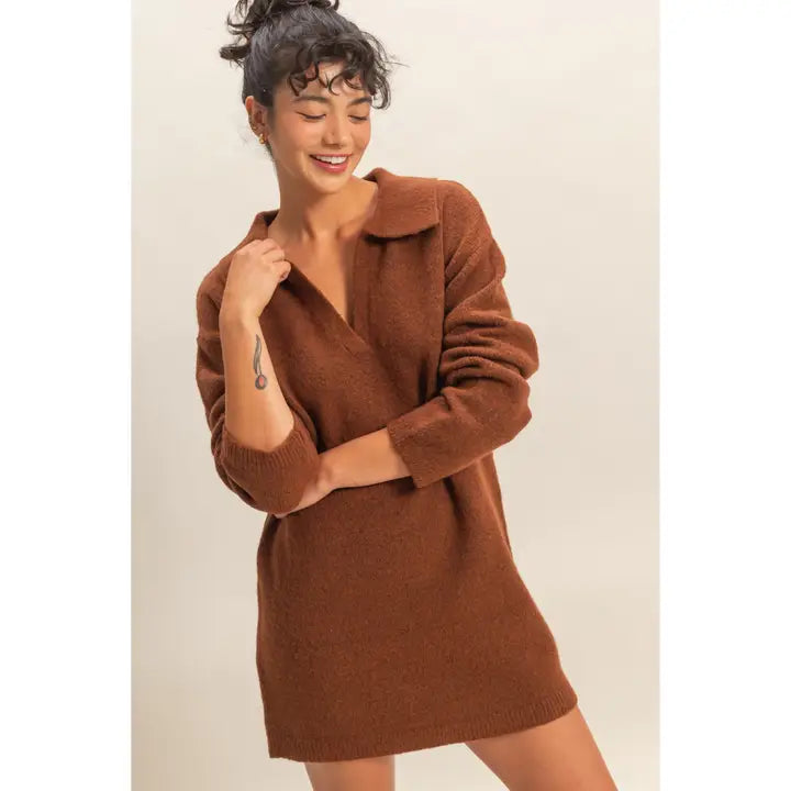 Sophisticated Polo Sweater Dress