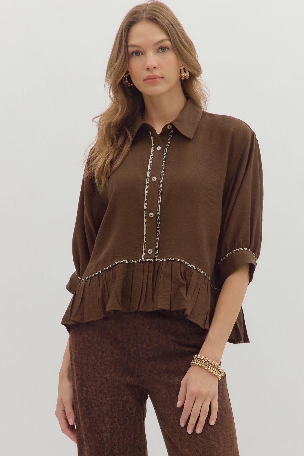 Button up Ruffle Top