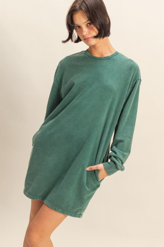 Mineral Washed Oversize Sweatshirt Dress