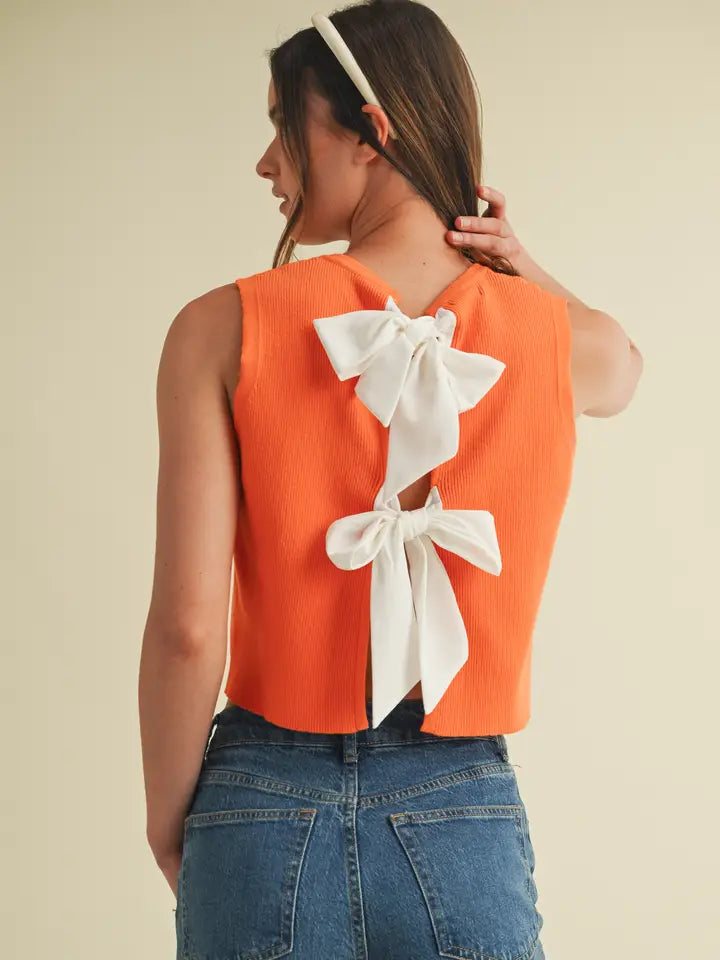 Back Bow Tie Sleeveless Top