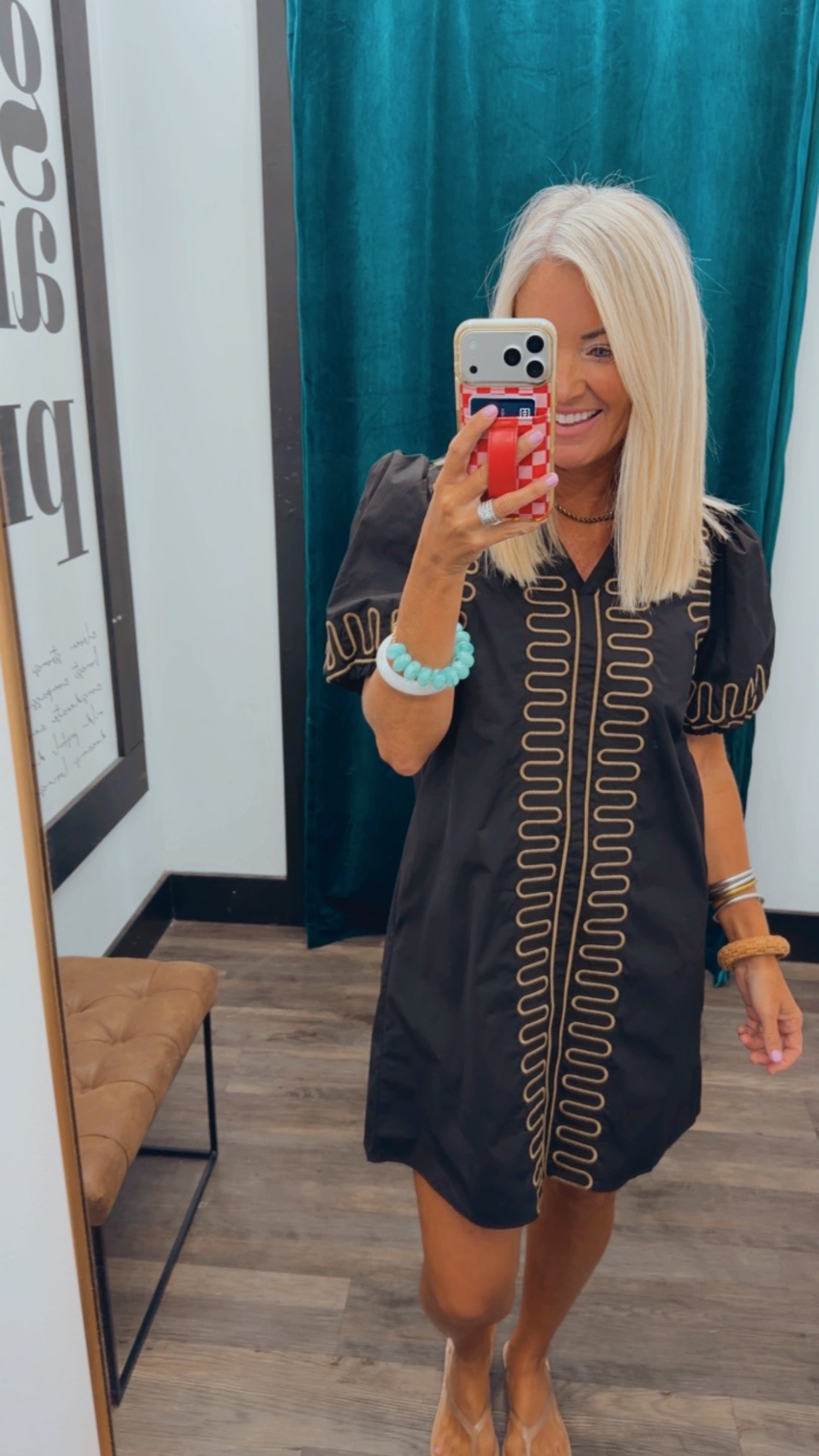 Puff Sleeve Embroidered Dress