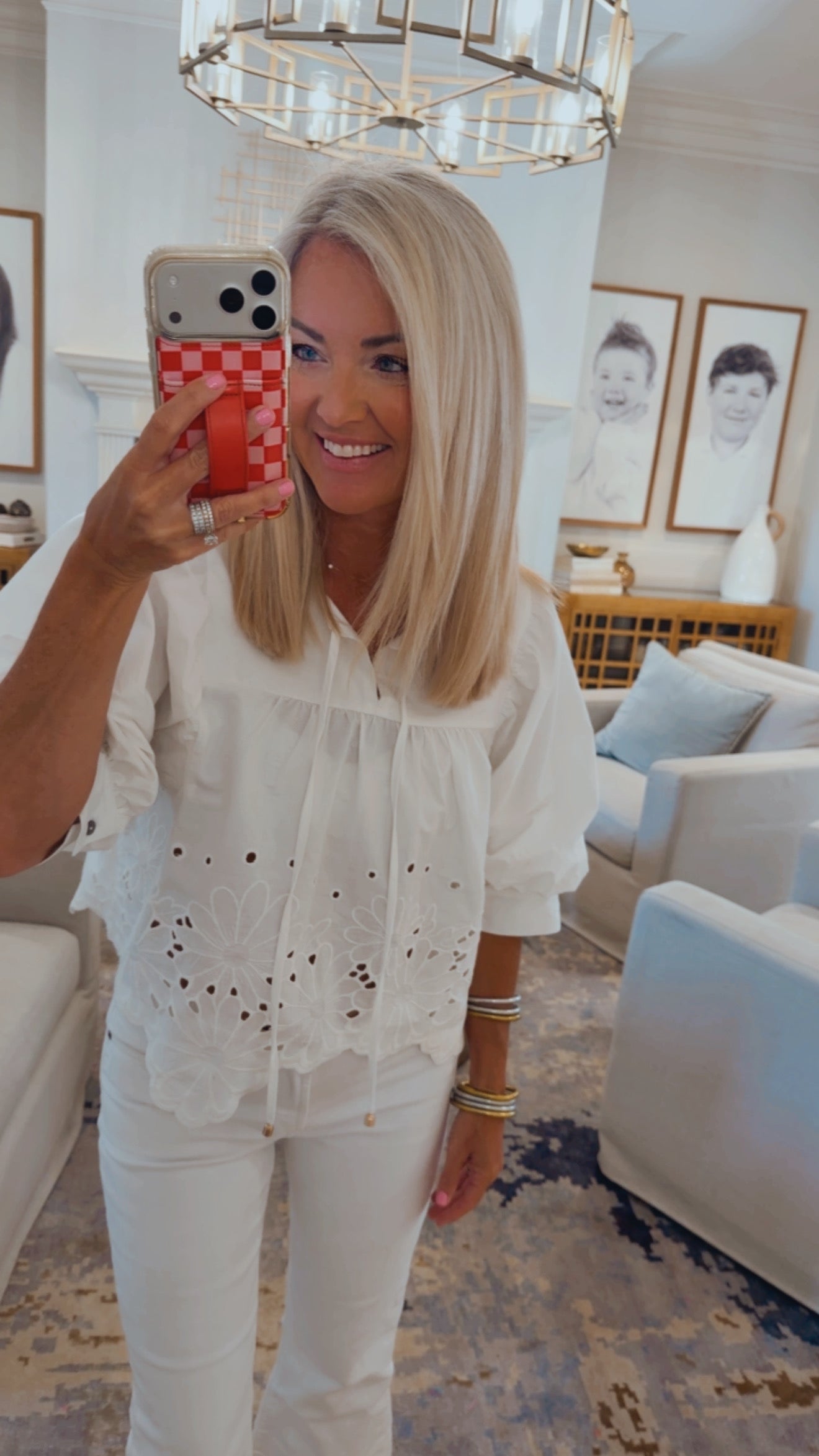 Embroidered Puff Sleeve Top