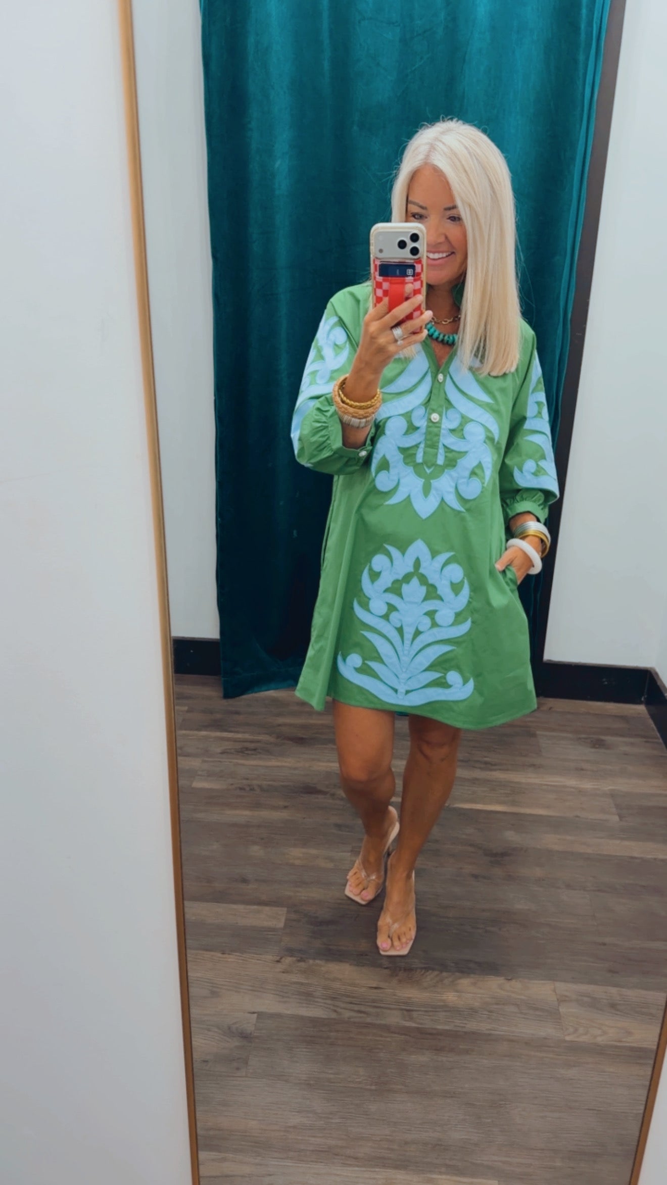 Baroque Floral Applique Shift Dress