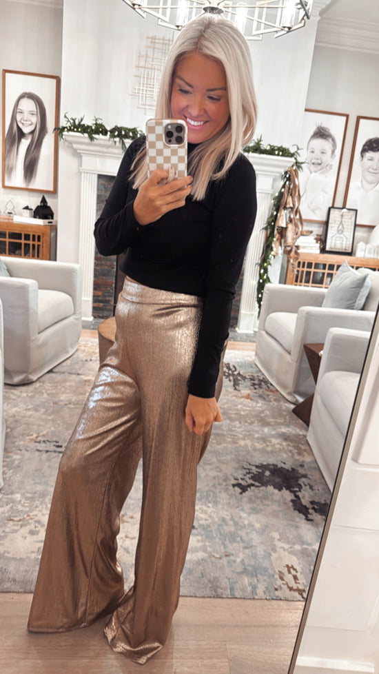 Metallic Wide Leg Pant