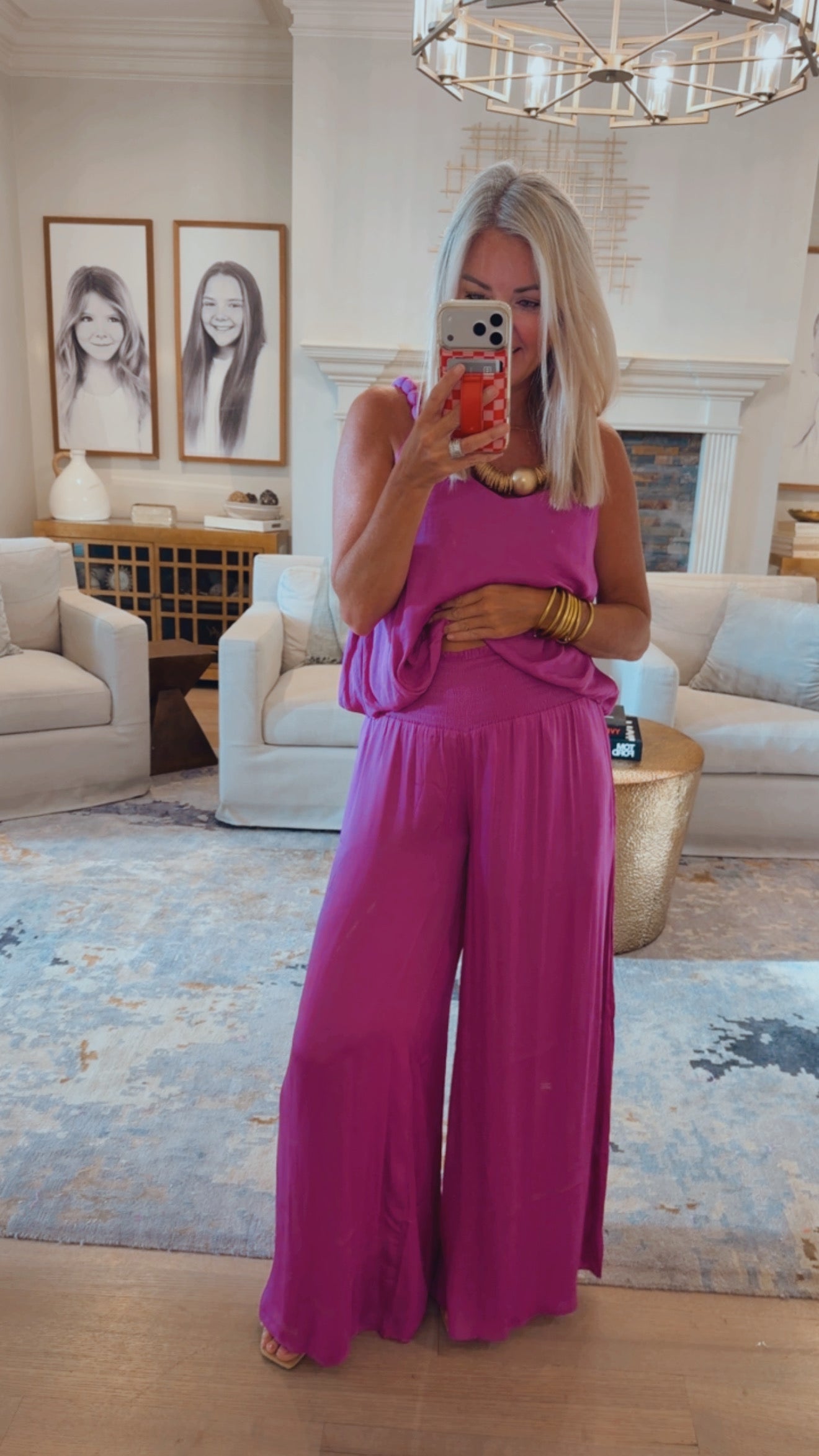 Smocked Waist Palazzo Pant