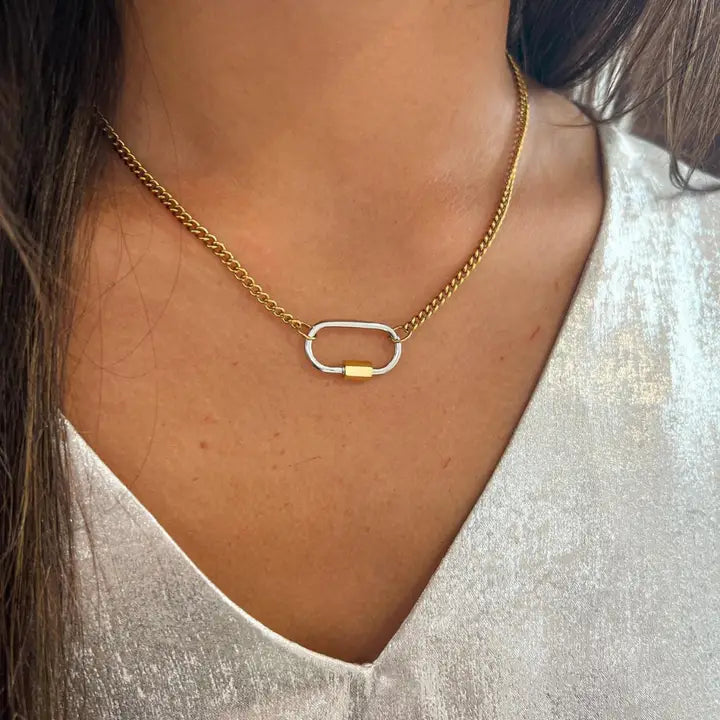 Two Tone Lock Necklace