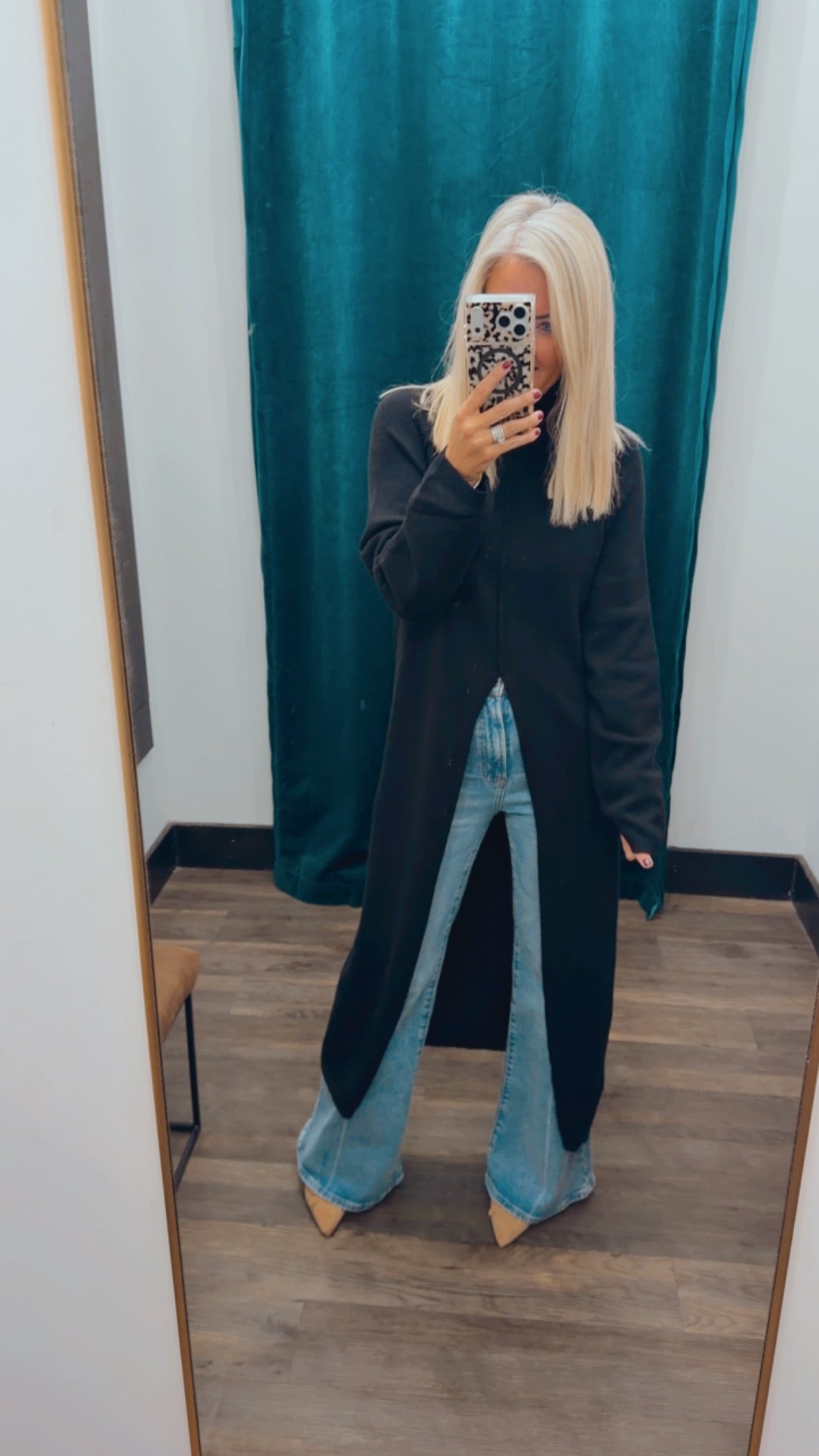 Front Slit Midi Sweater Dress