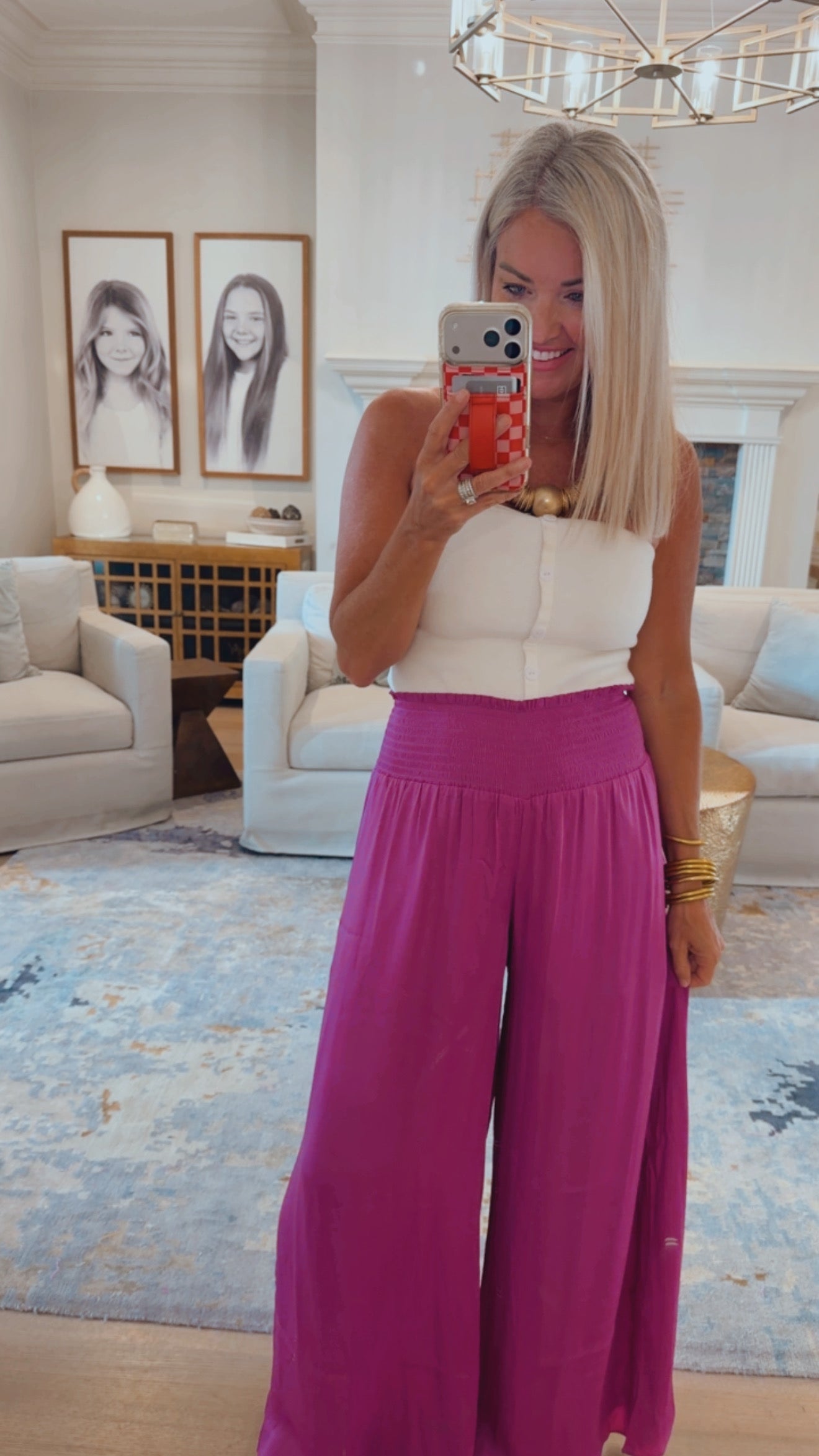 Smocked Waist Palazzo Pant