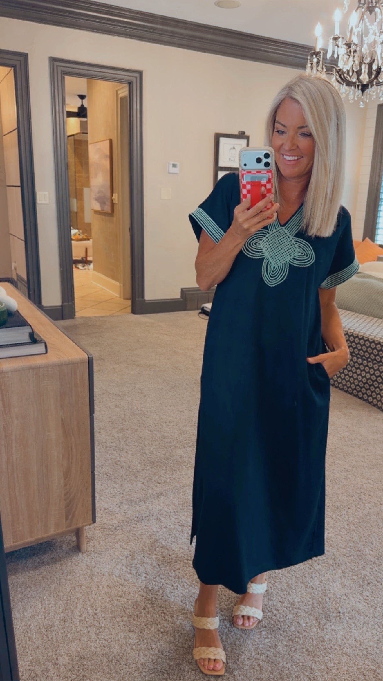 Patch Embroidery Midi Dress