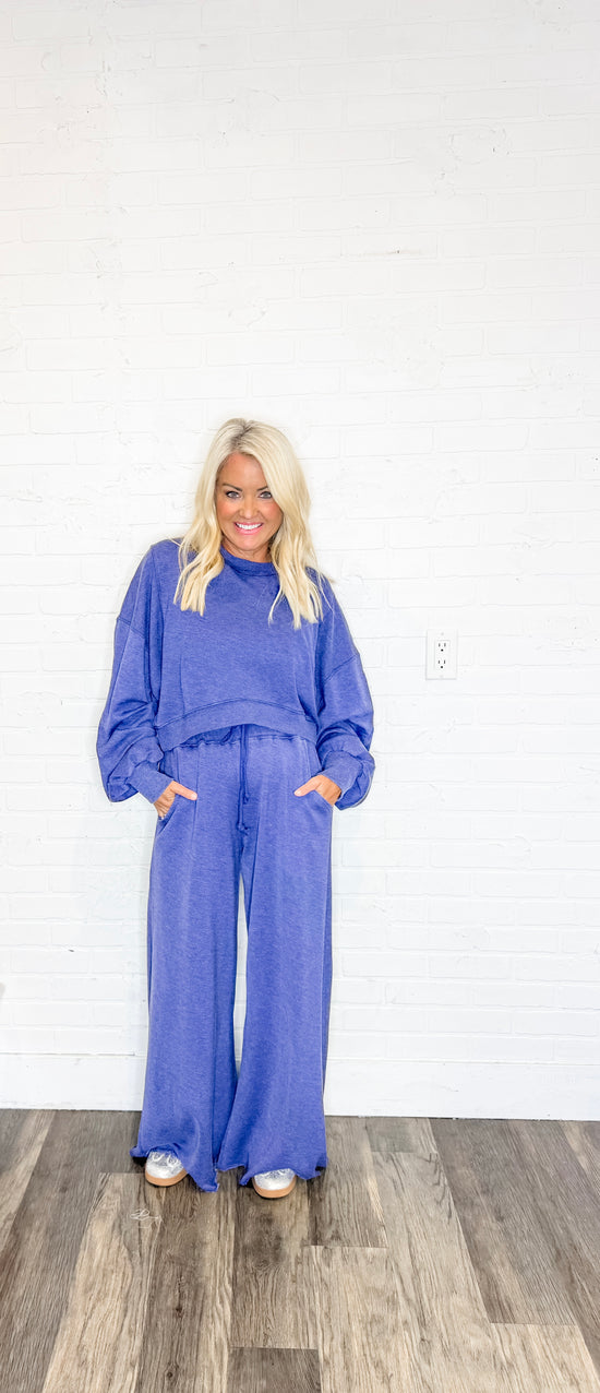 Matching Rib Cropped Sweatshirt &  Oversize Sweatpants