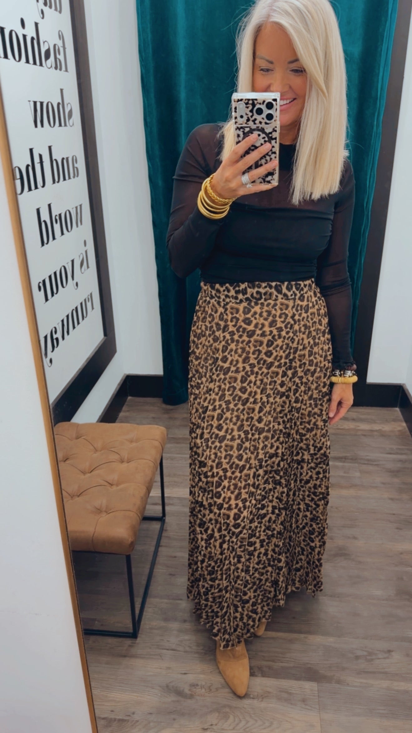 Savvy Pleated Midi Skirt