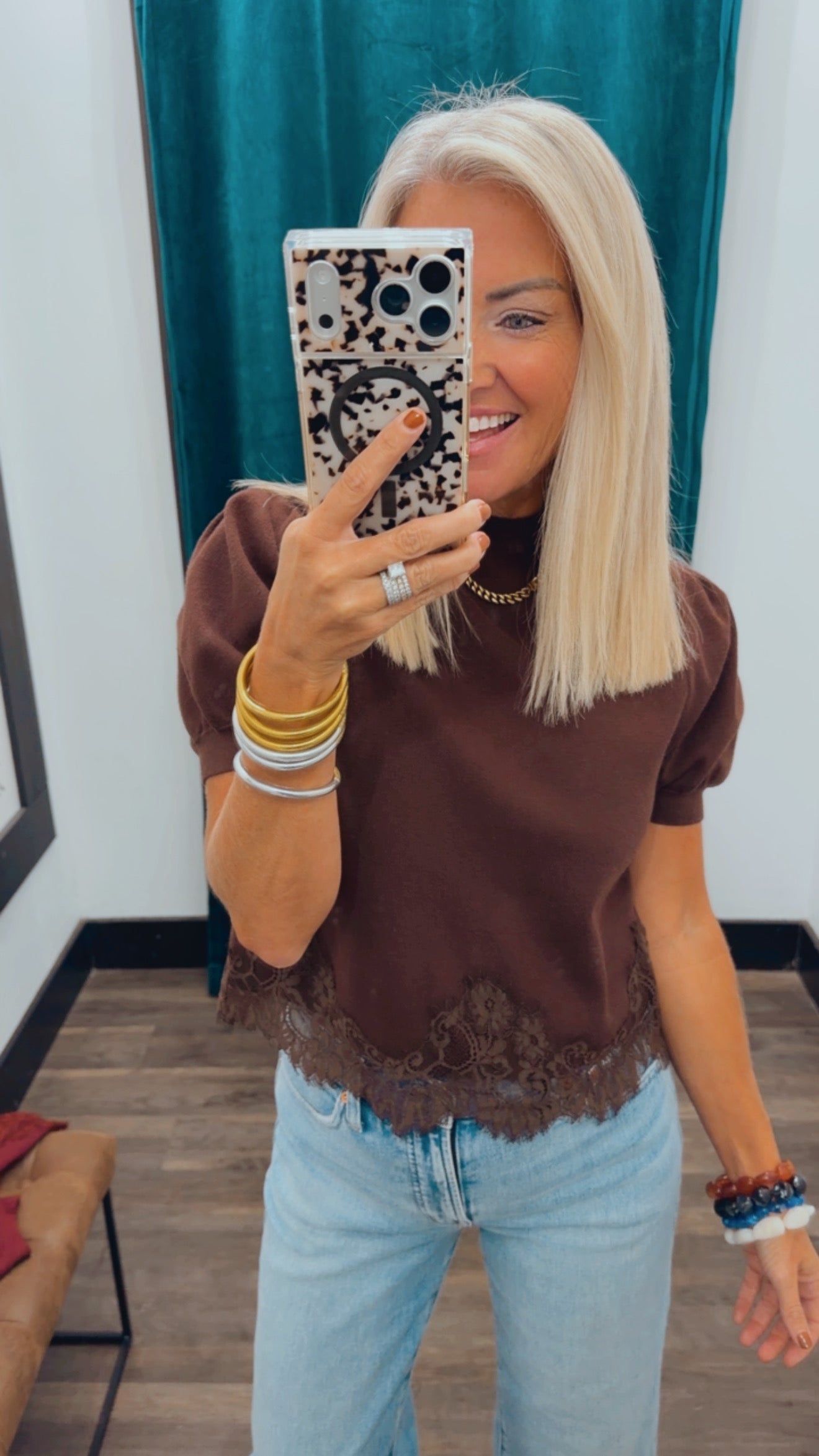 Lace Trim Sweater Top
