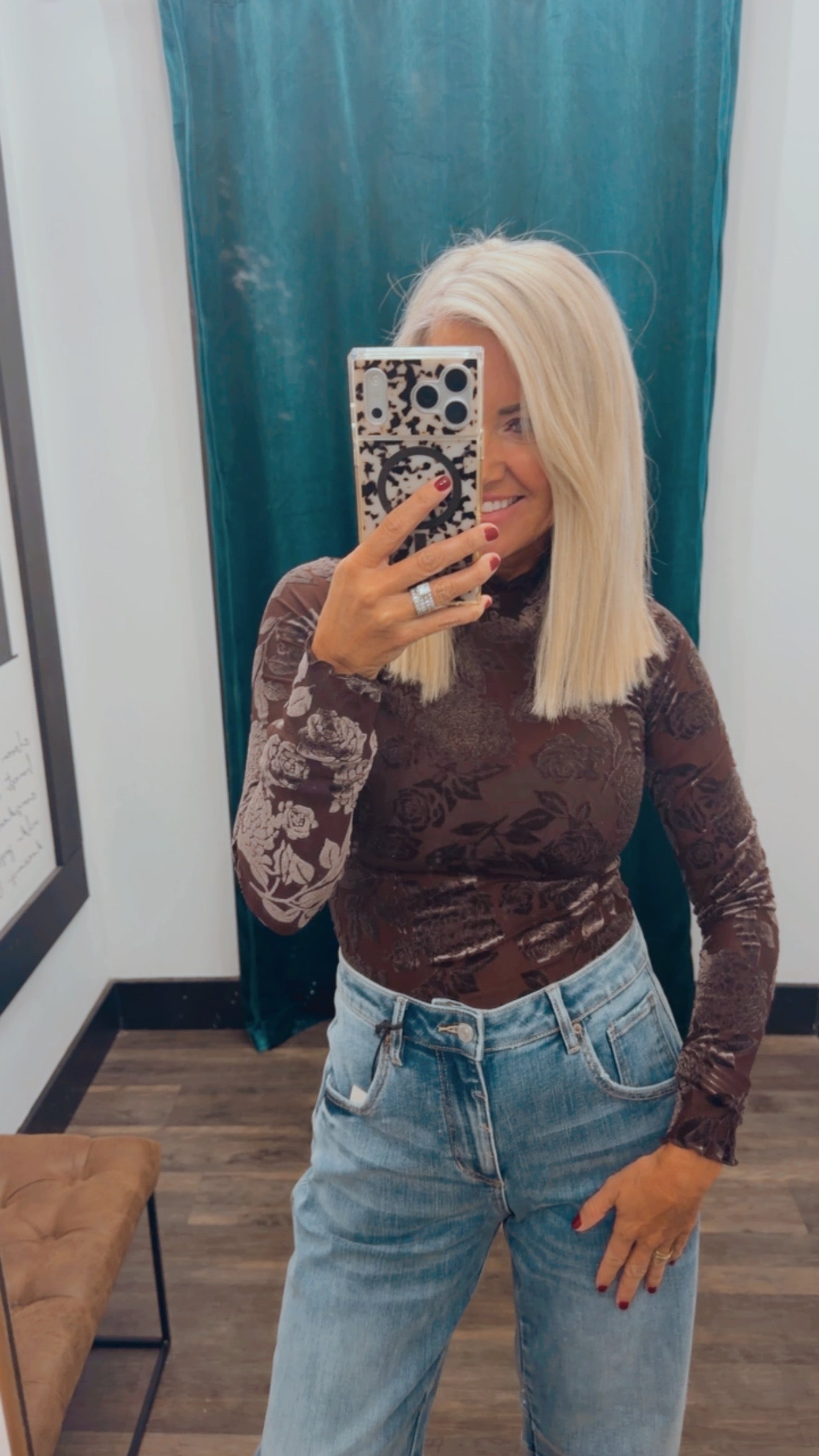 Velvet Mesh Floral Top