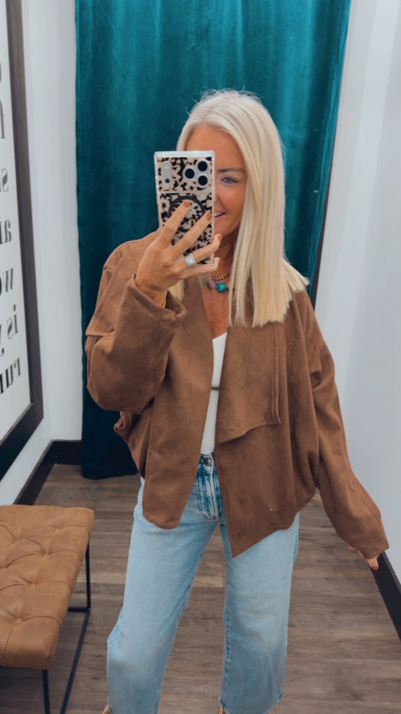 Suede Draped Jacket