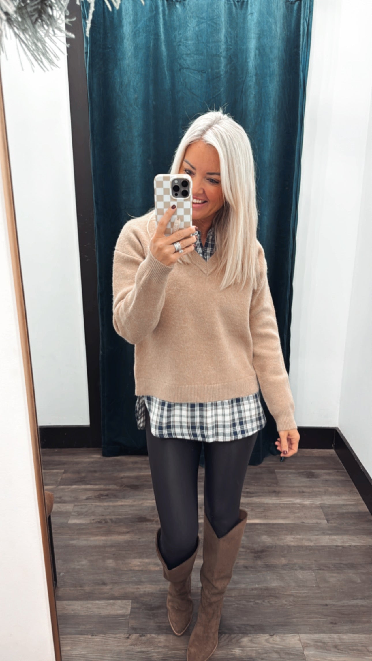 Plaid Contrast Sweater