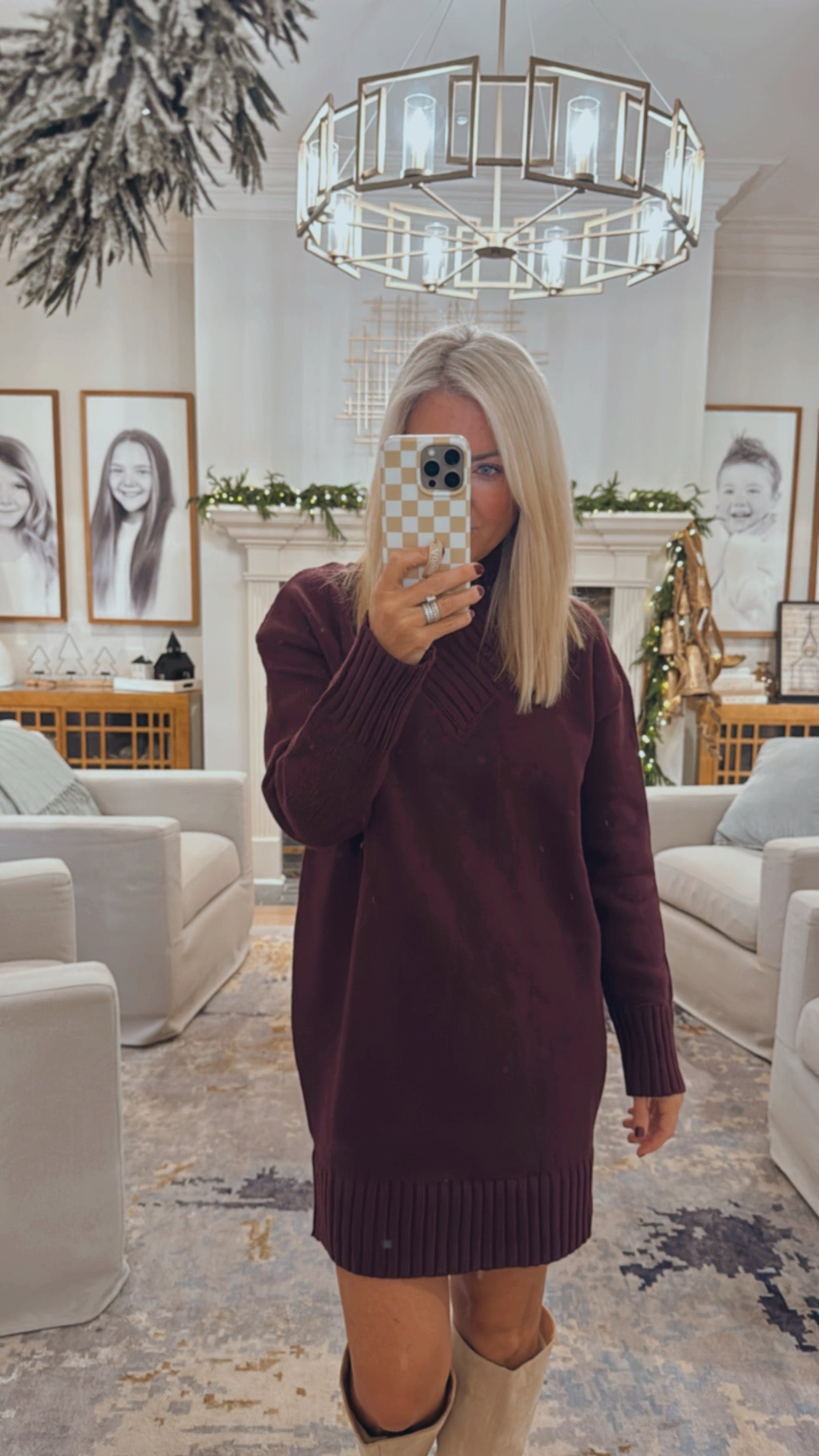 Cross Over Mock Neck Dress