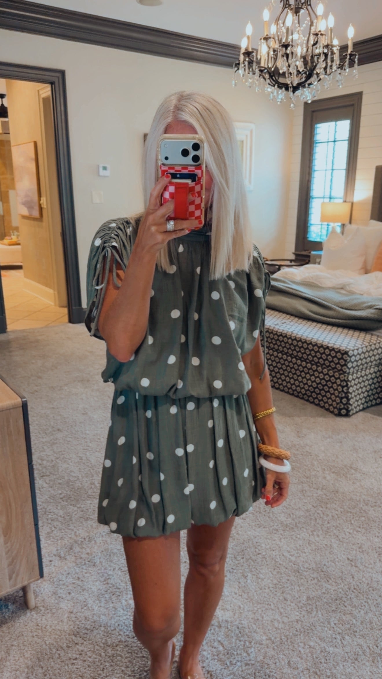Bubble Hem Dotty Mini Dress