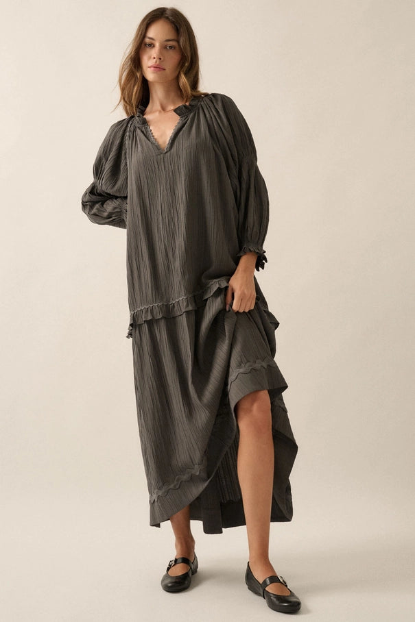 Rickrack Trim Maxi Dress
