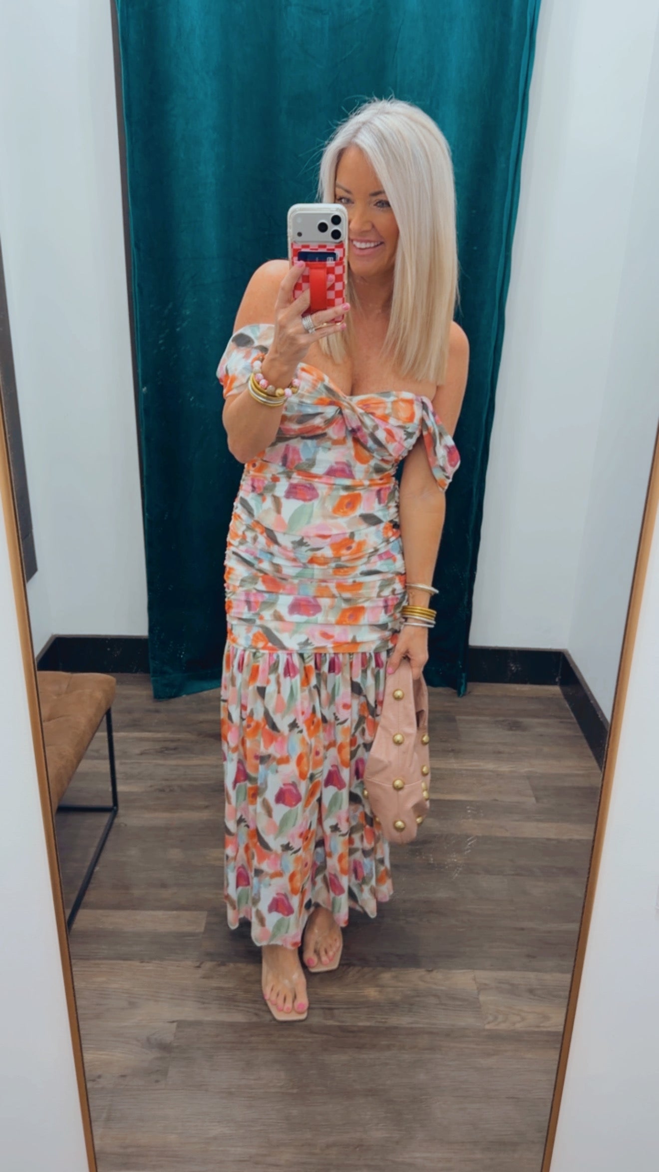 Floral Print Mesh Maxi