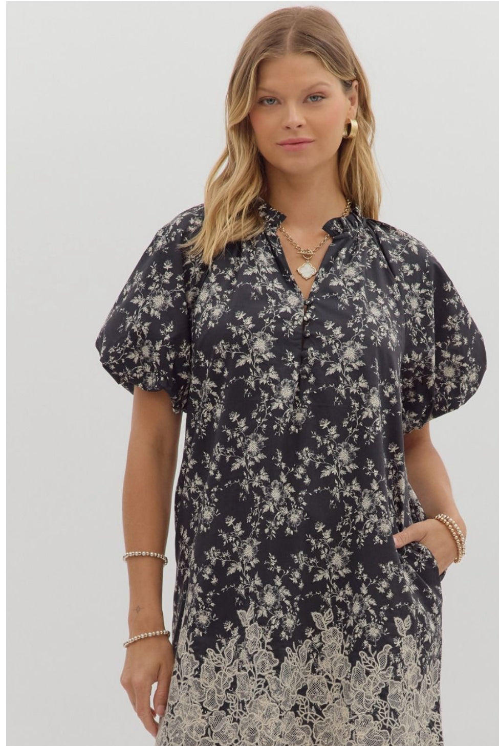 Embroidered Hem Mini Dress