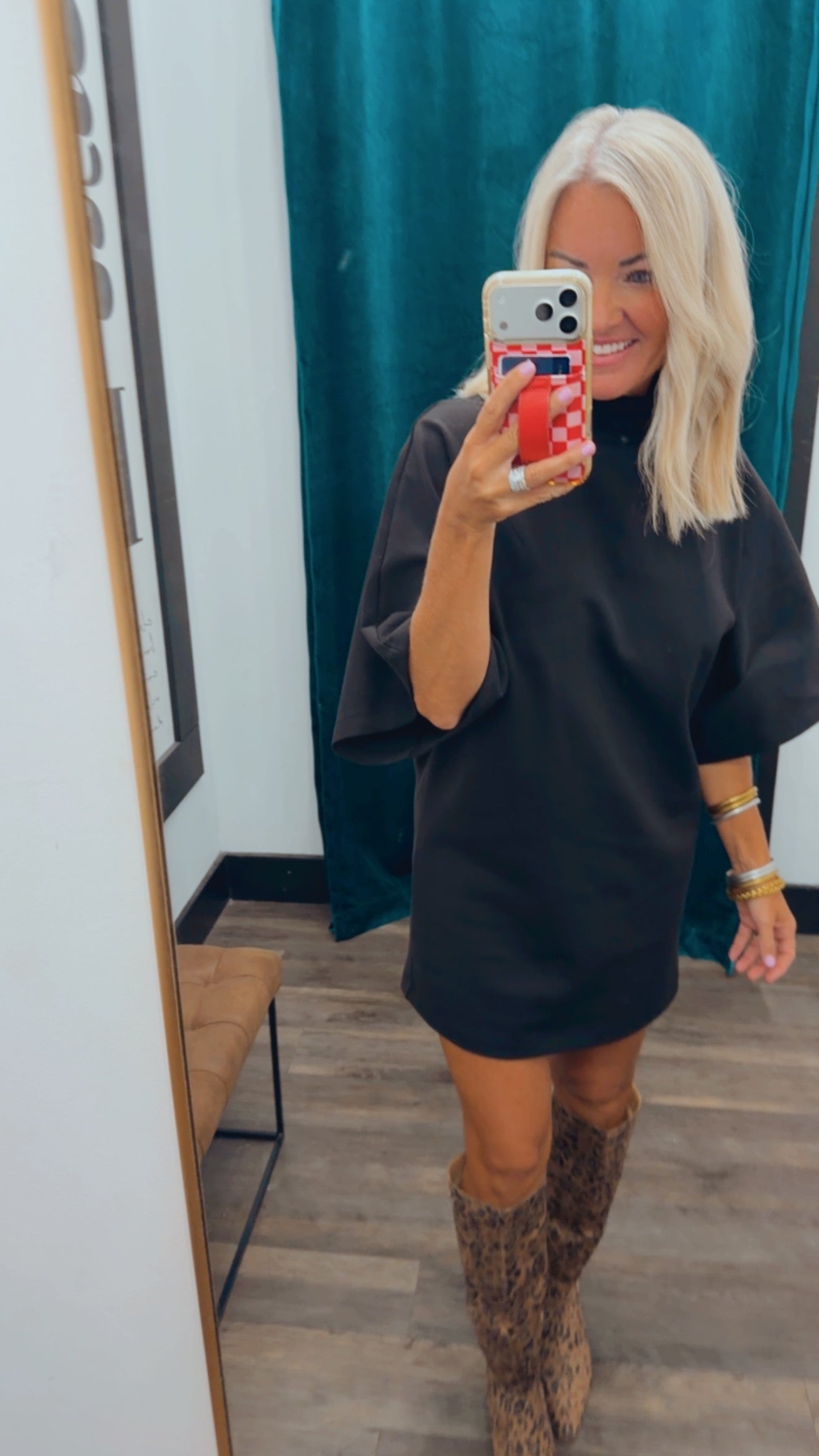 Batwing High Neck Mini Dress