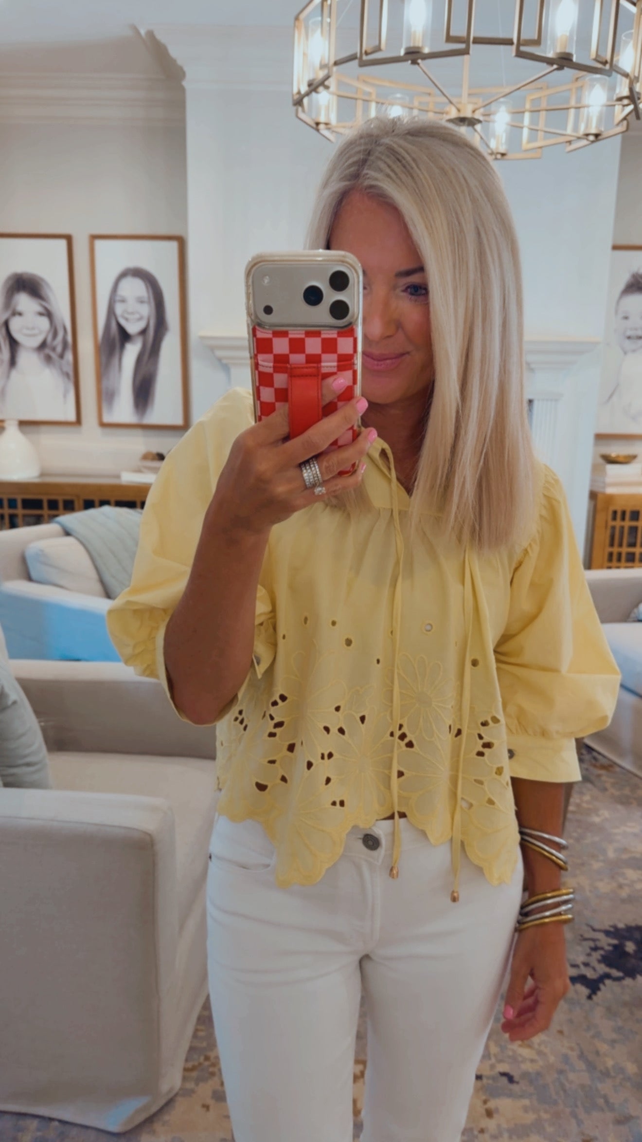 Embroidered Puff Sleeve Top