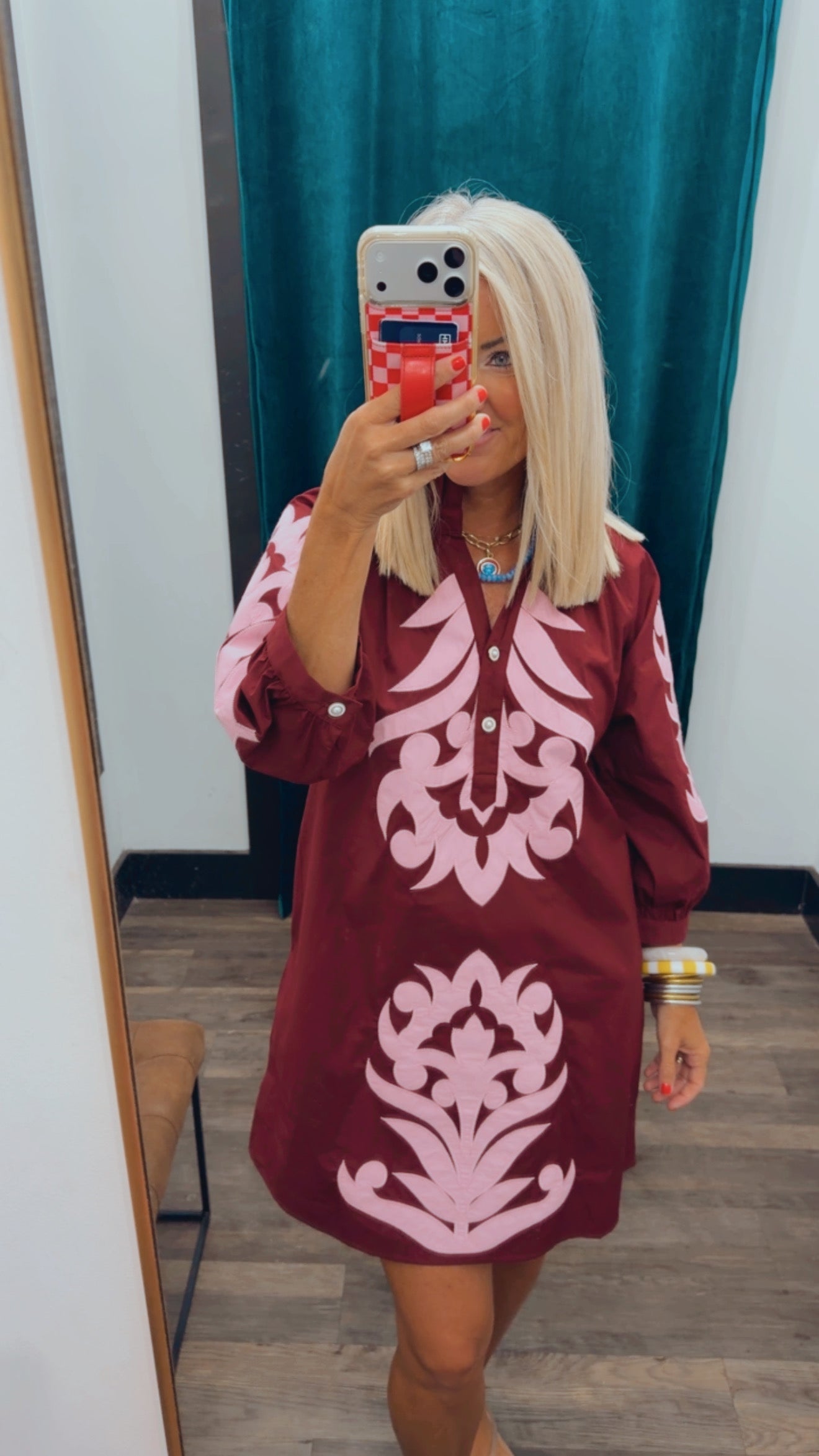 Baroque Floral Applique Shift Dress
