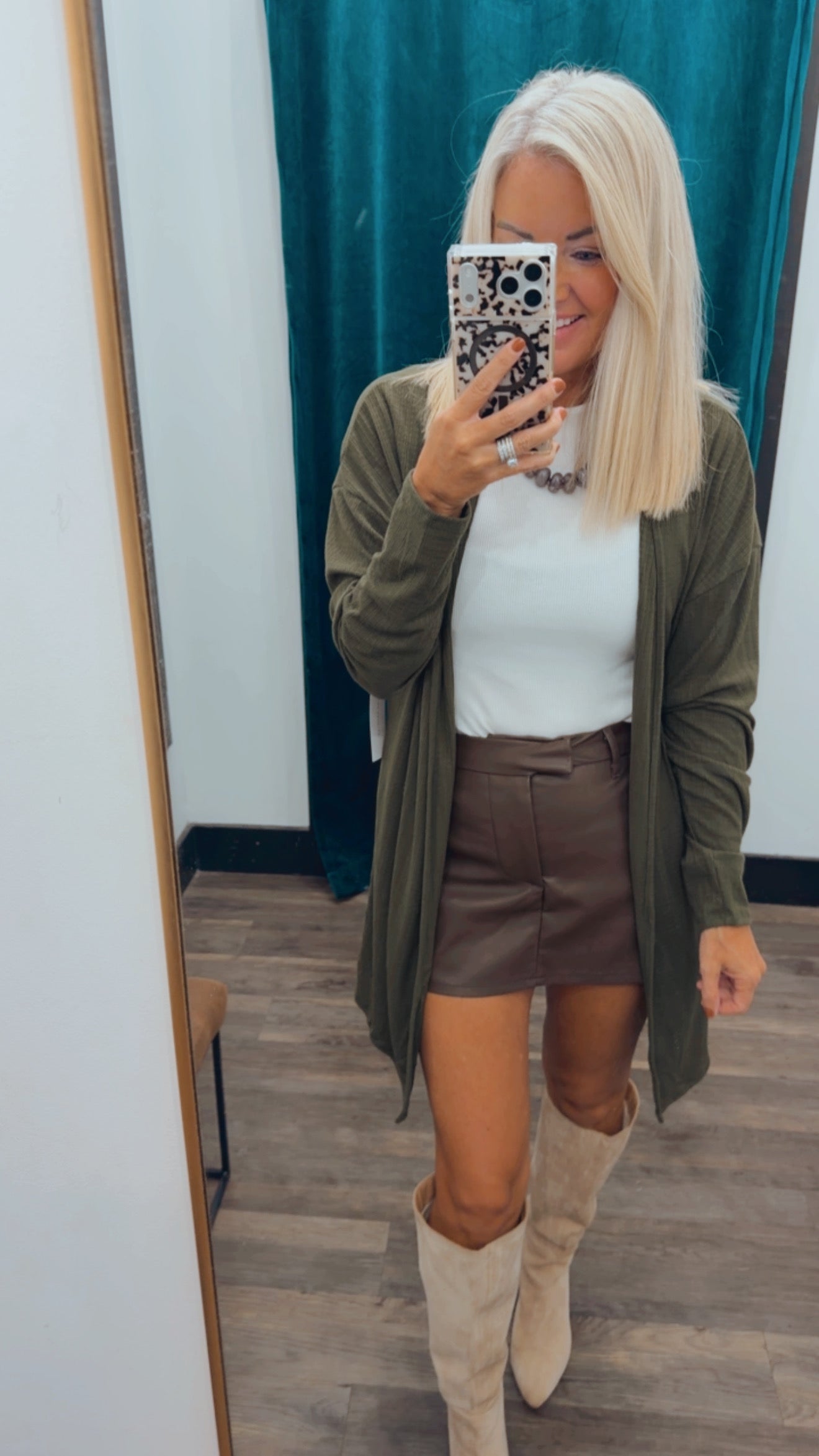 Open Front Ribbed Cardigan