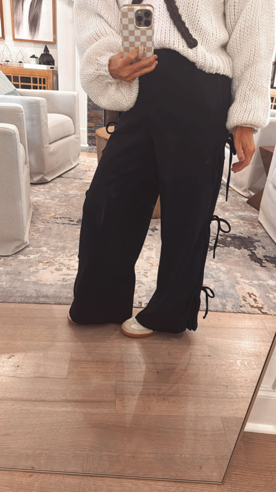 Wide Leg Sweatpants with Side Ties