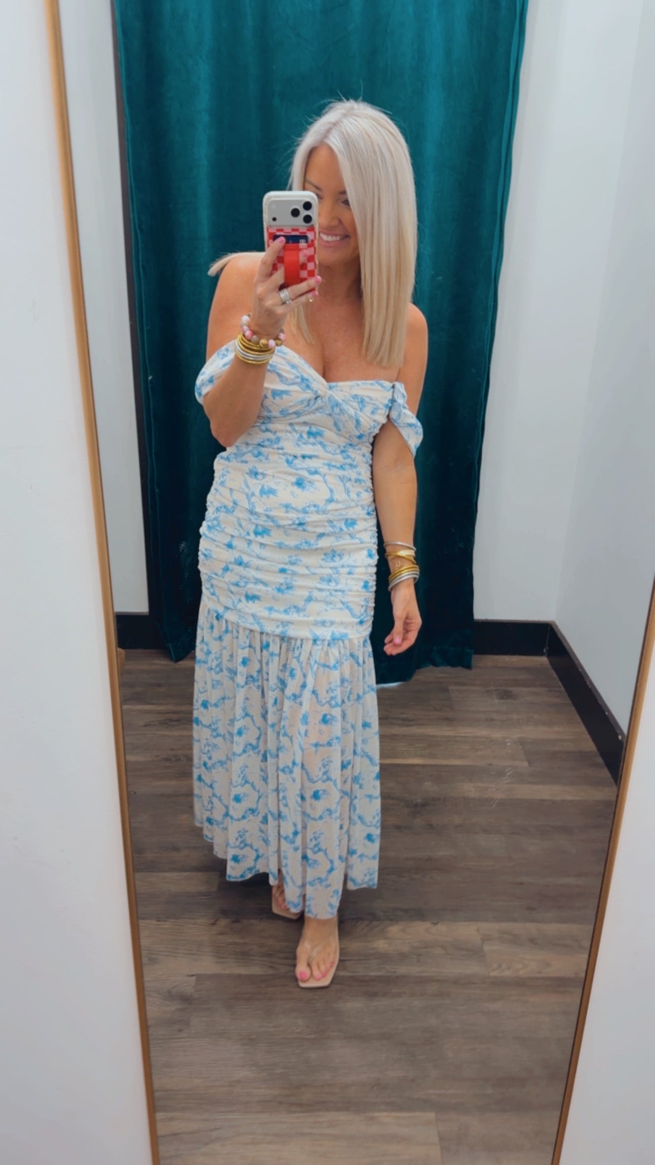 Floral Print Mesh Maxi