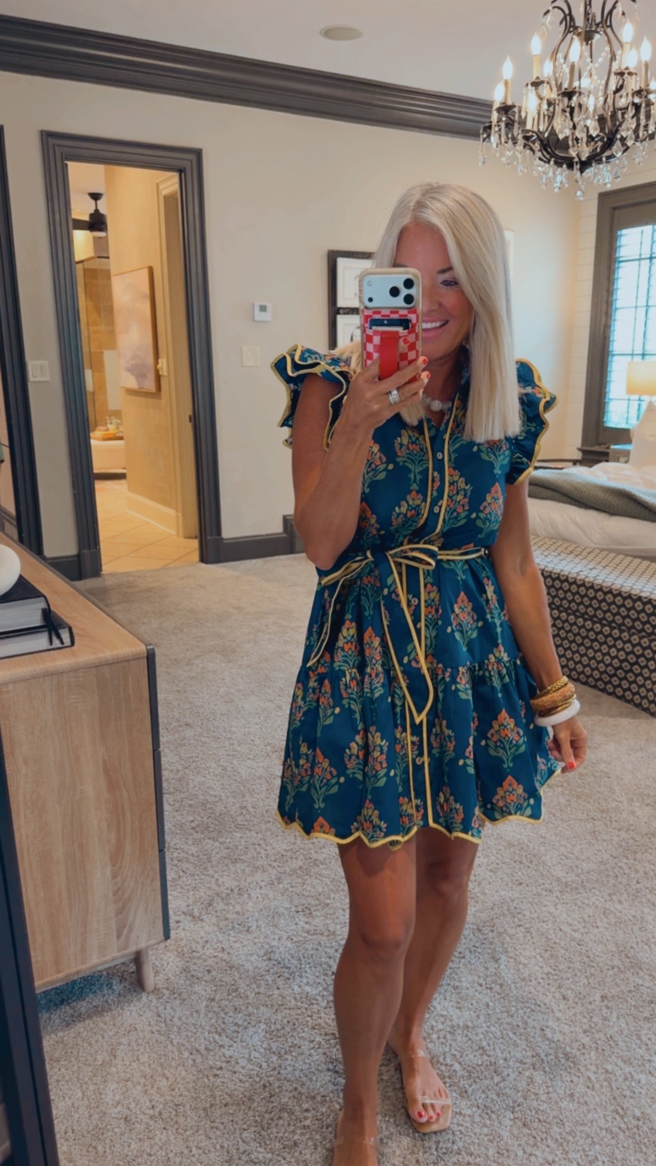 Scallop Edge Button Down Floral Dress
