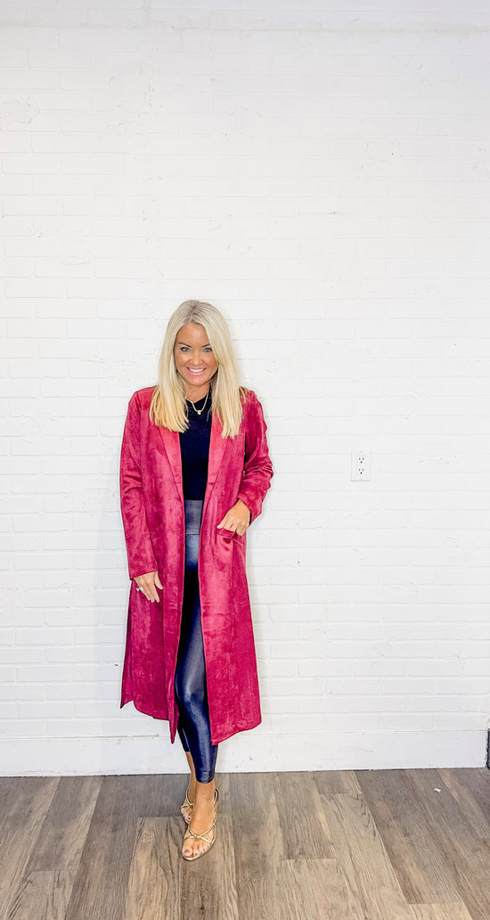 Faux Suede Duster