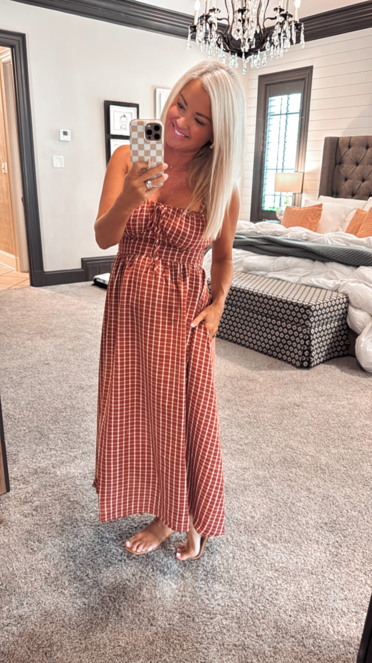 Plaid Corset Midi Dress