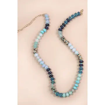 Natural Agate Glass Semi Precious Bead Necklace