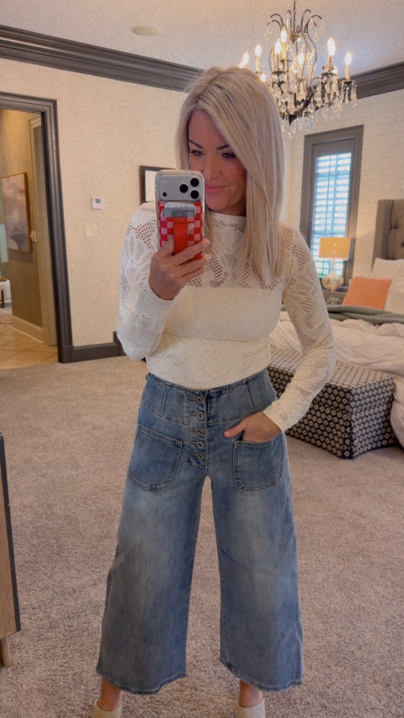 Knit Seamless Jacquard Mock Neck Top