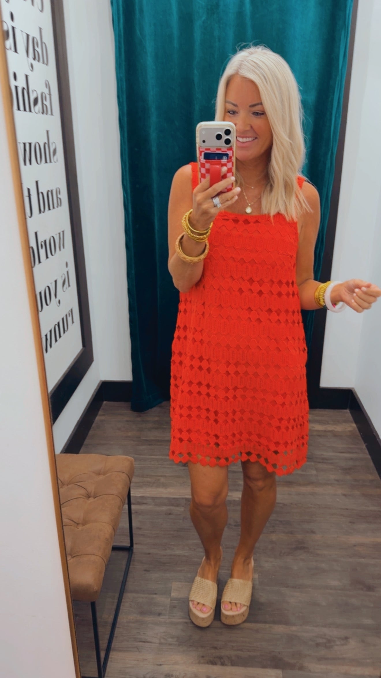 Eyelet Overlay Dress