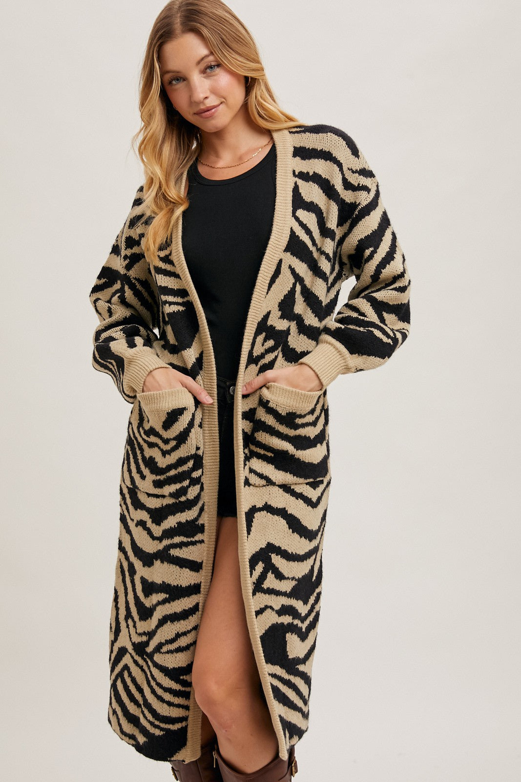 Animal Print Knit Cardigan