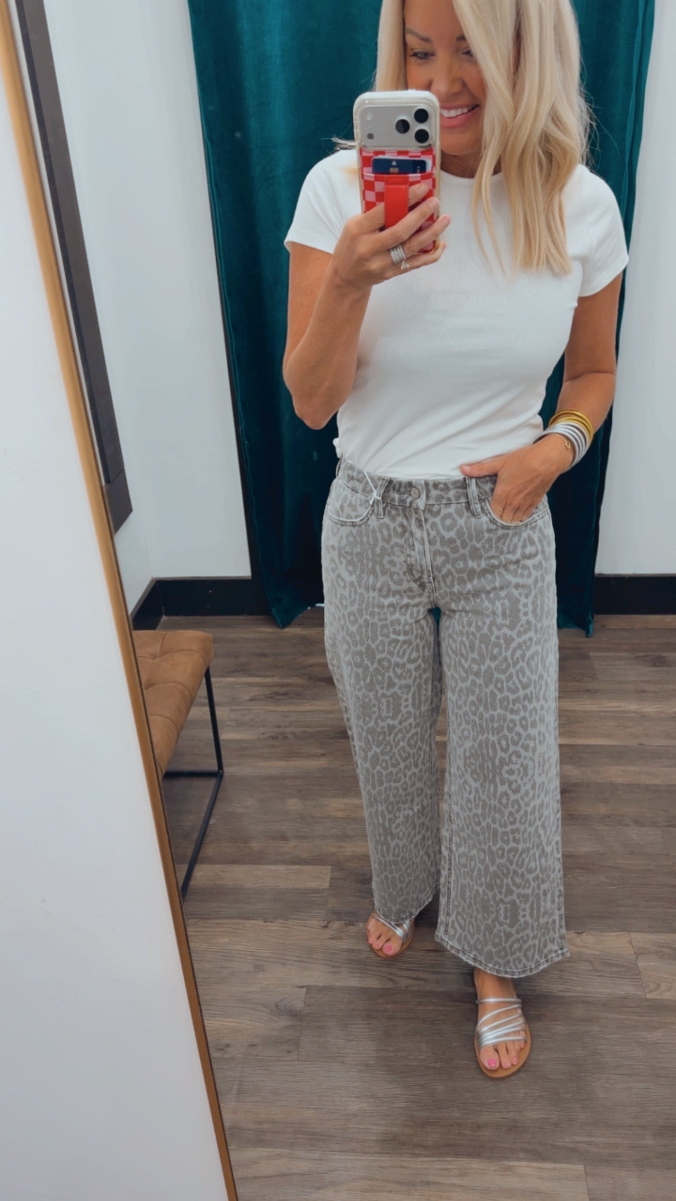 Leopard Print Wide Leg Jeans