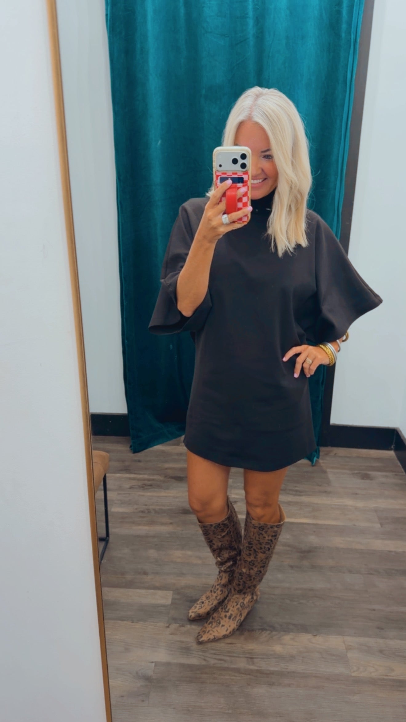 Batwing High Neck Mini Dress