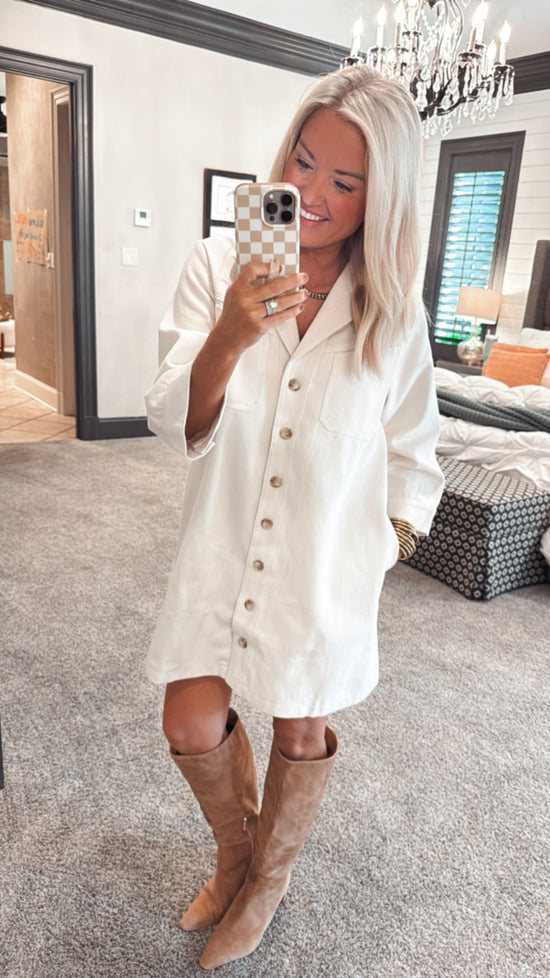Denim 3/4 Sleeve Mini Dress