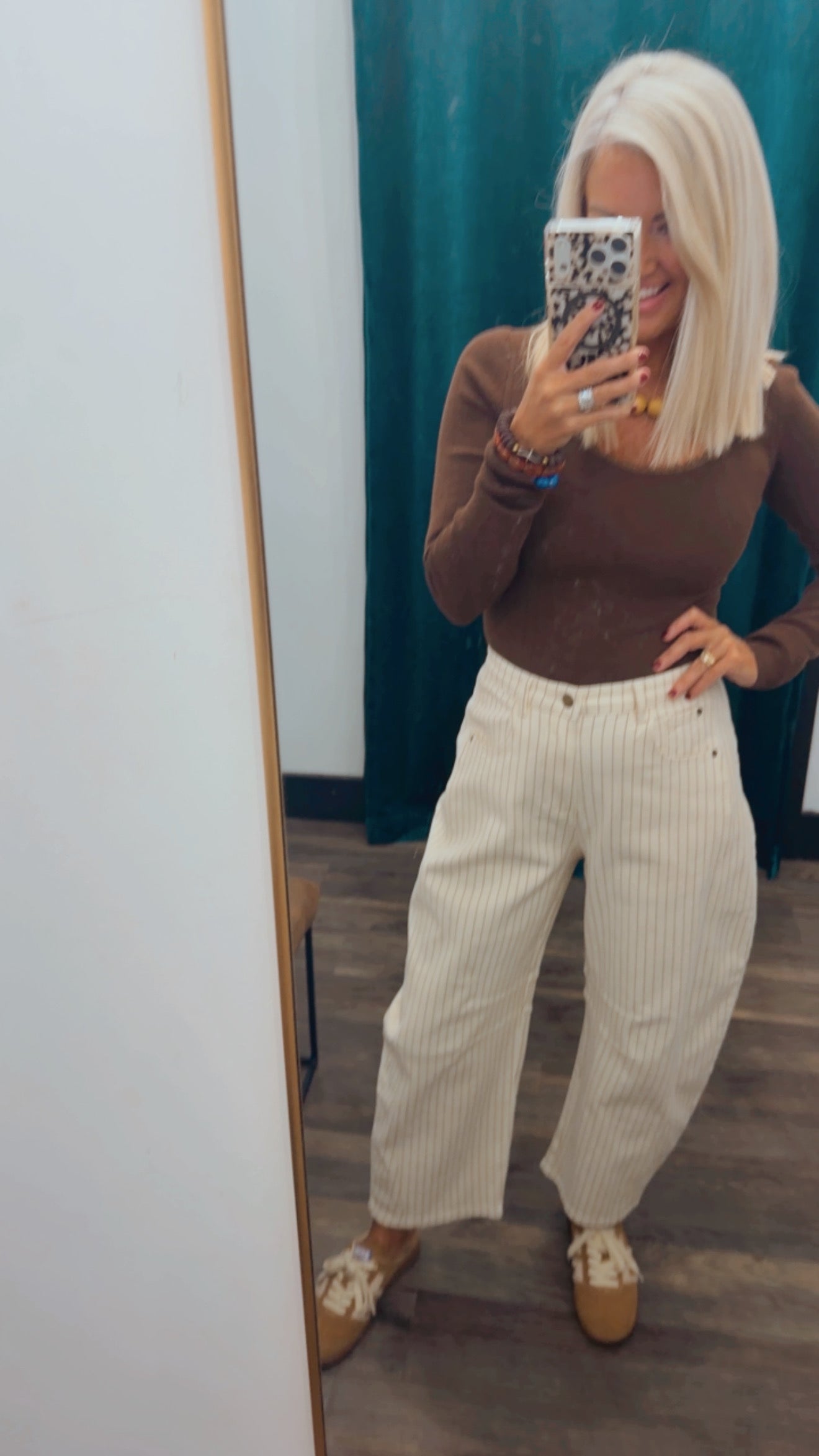 Pinstriped Barrel Pants