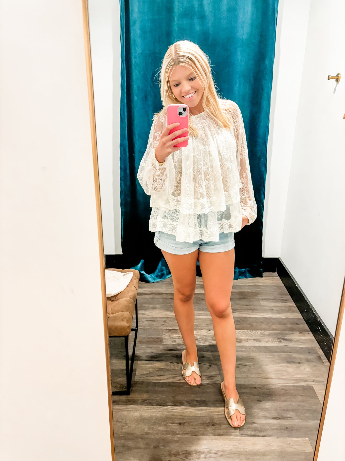 Ruffled Lace Long Sleeve Top