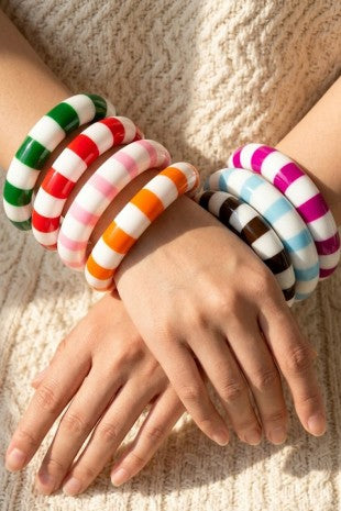 Striped Round Resin Bangle