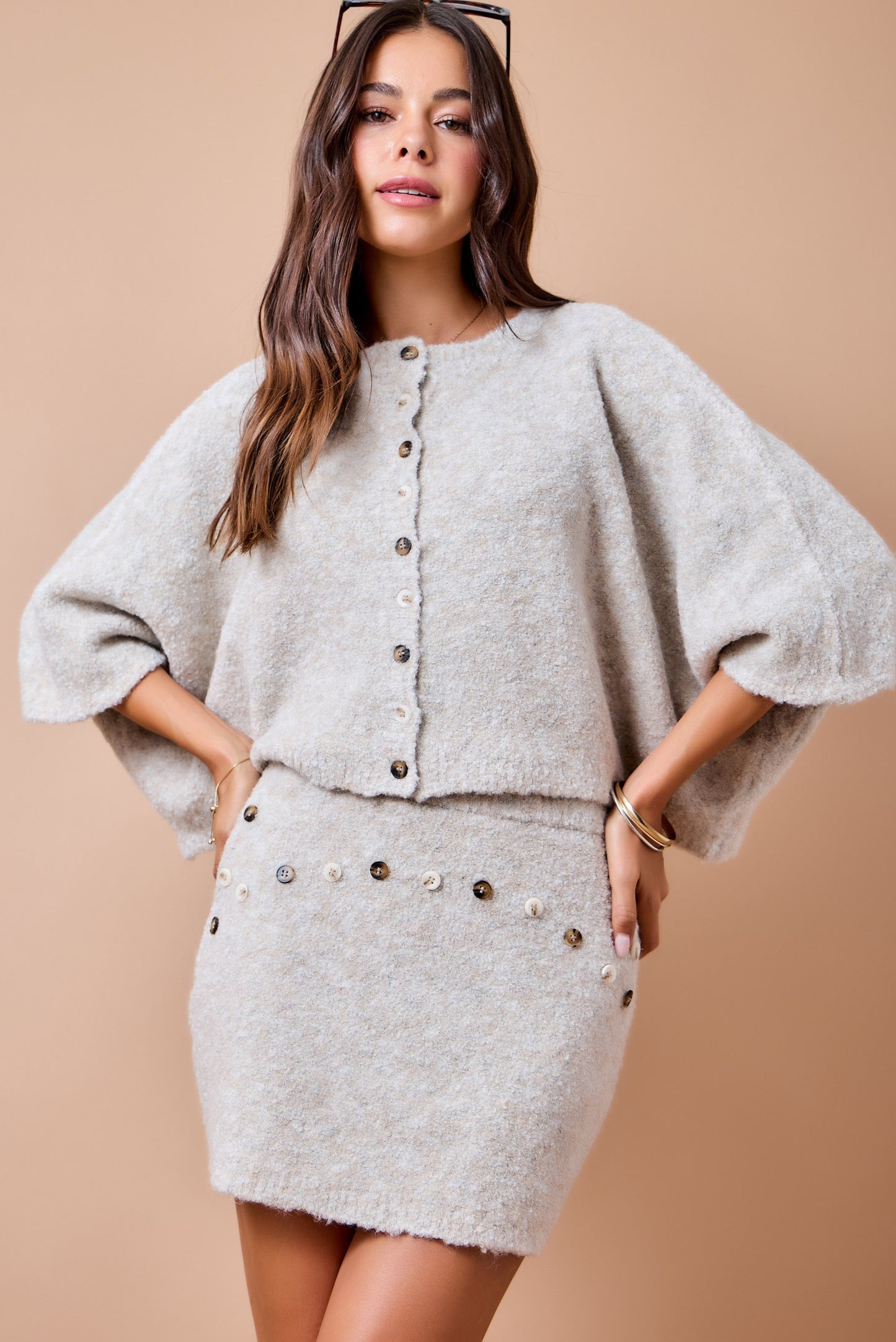 Button Detail Sweater Set